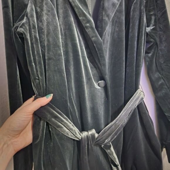 J.JILL velvet single button blazer with waist tie in black NEW size L - Picture 8 of 8